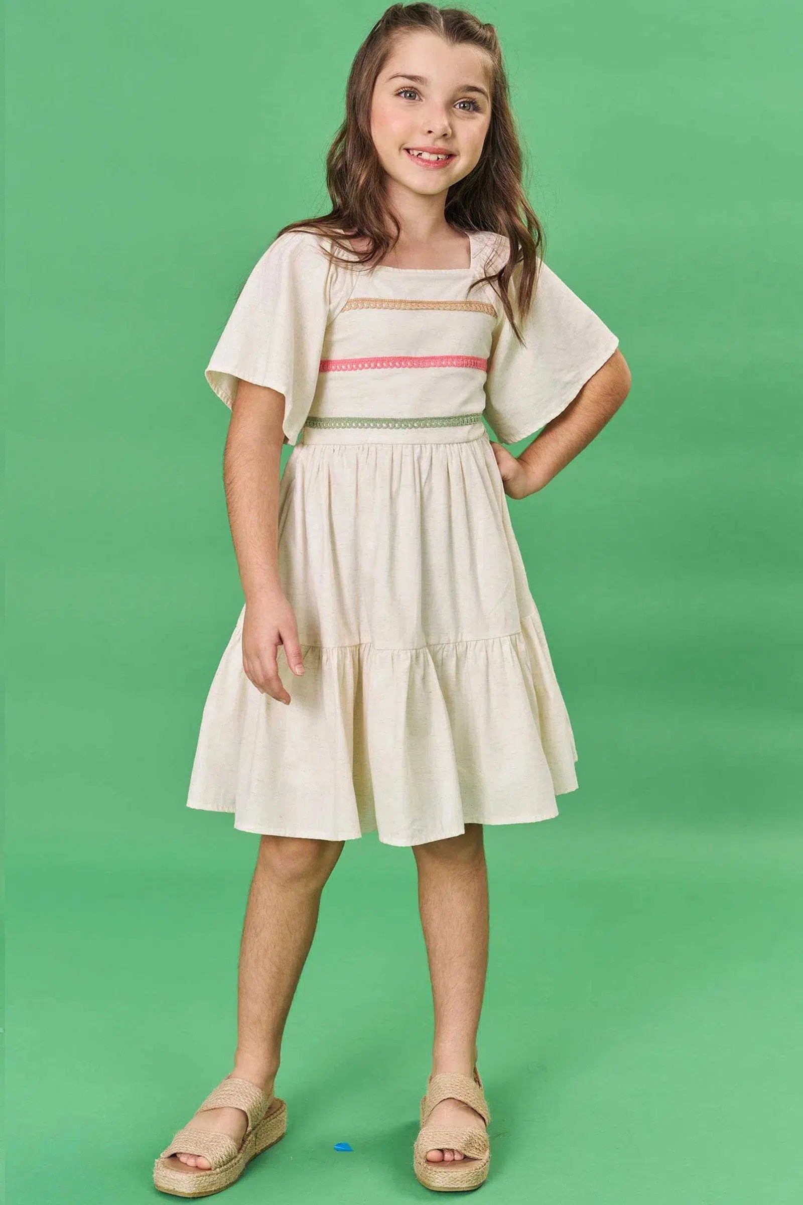 Vestido Infantil em Linho Deluxe 81523 Infanti