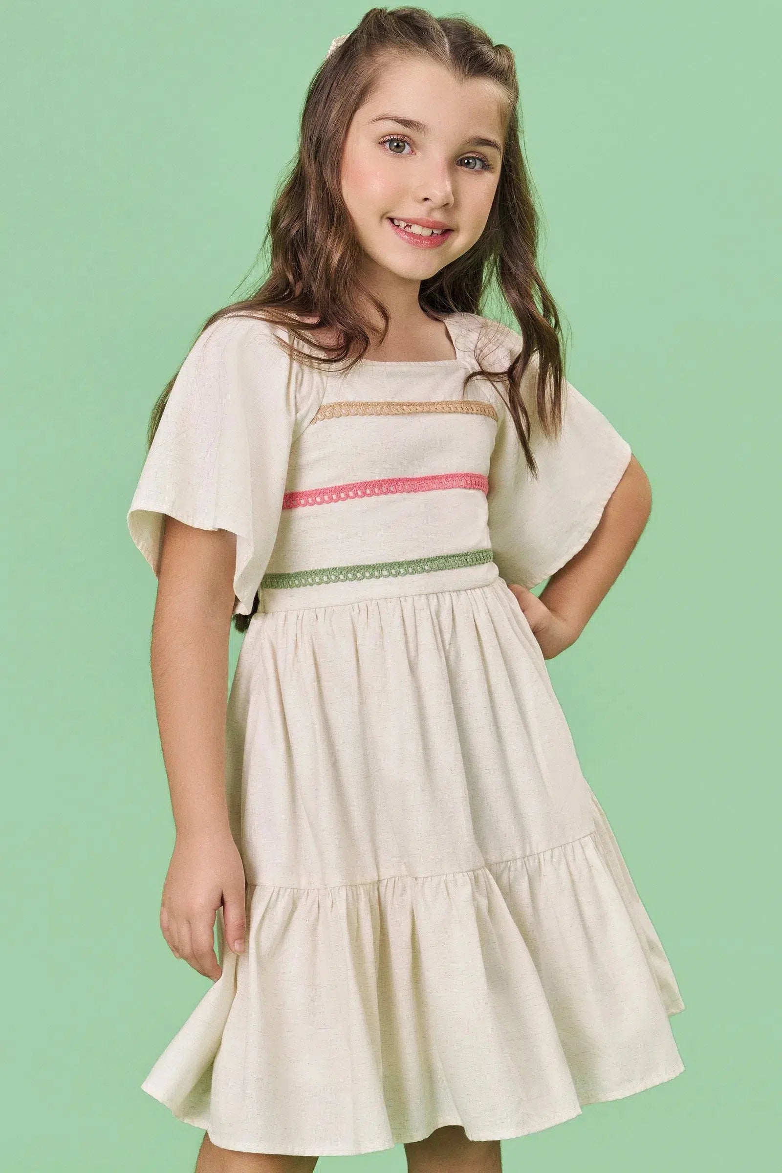 Vestido Infantil em Linho Deluxe 81523 Infanti