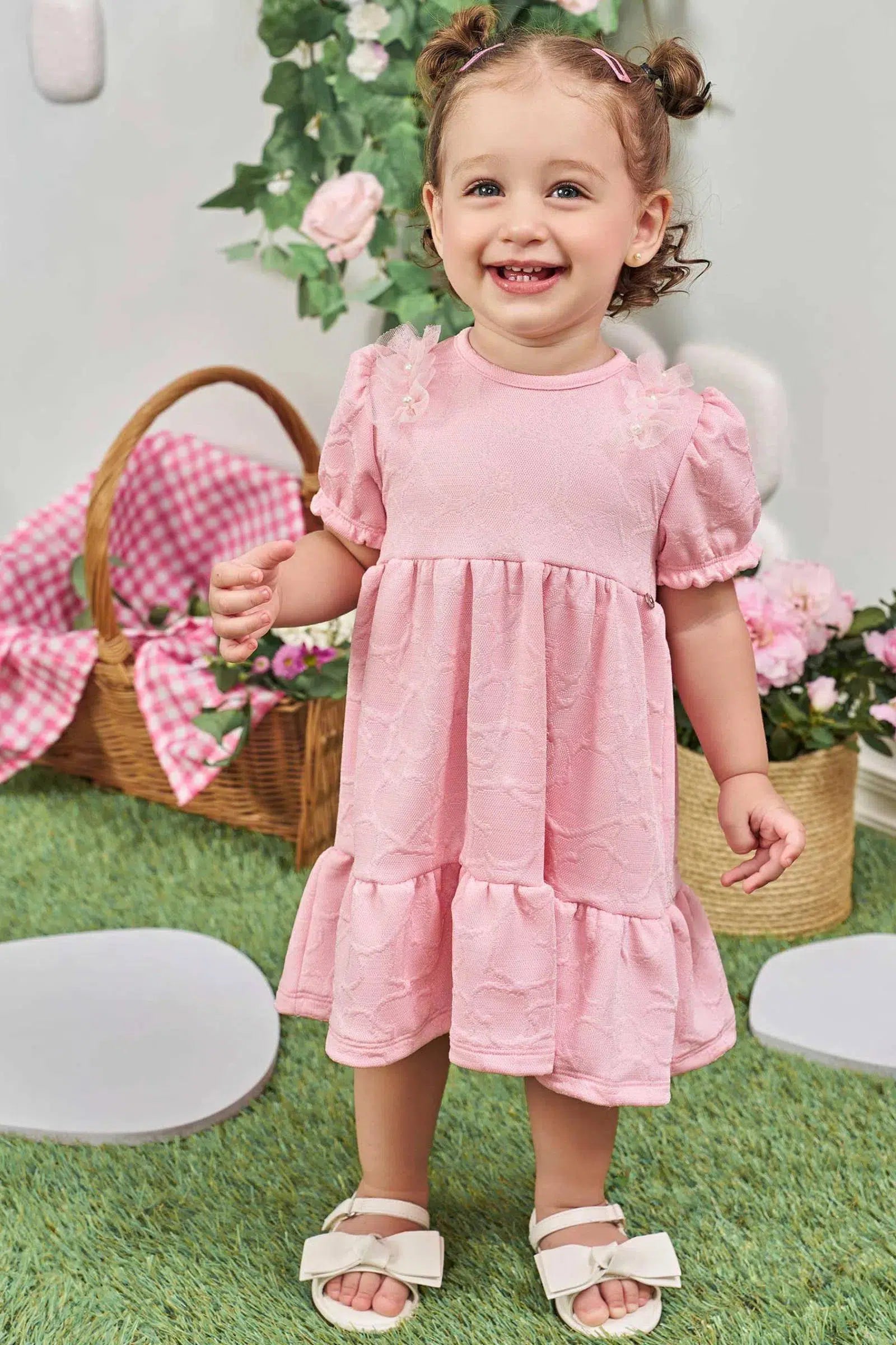 Vestido em Malha Jacquard Coração 77995 Infanti