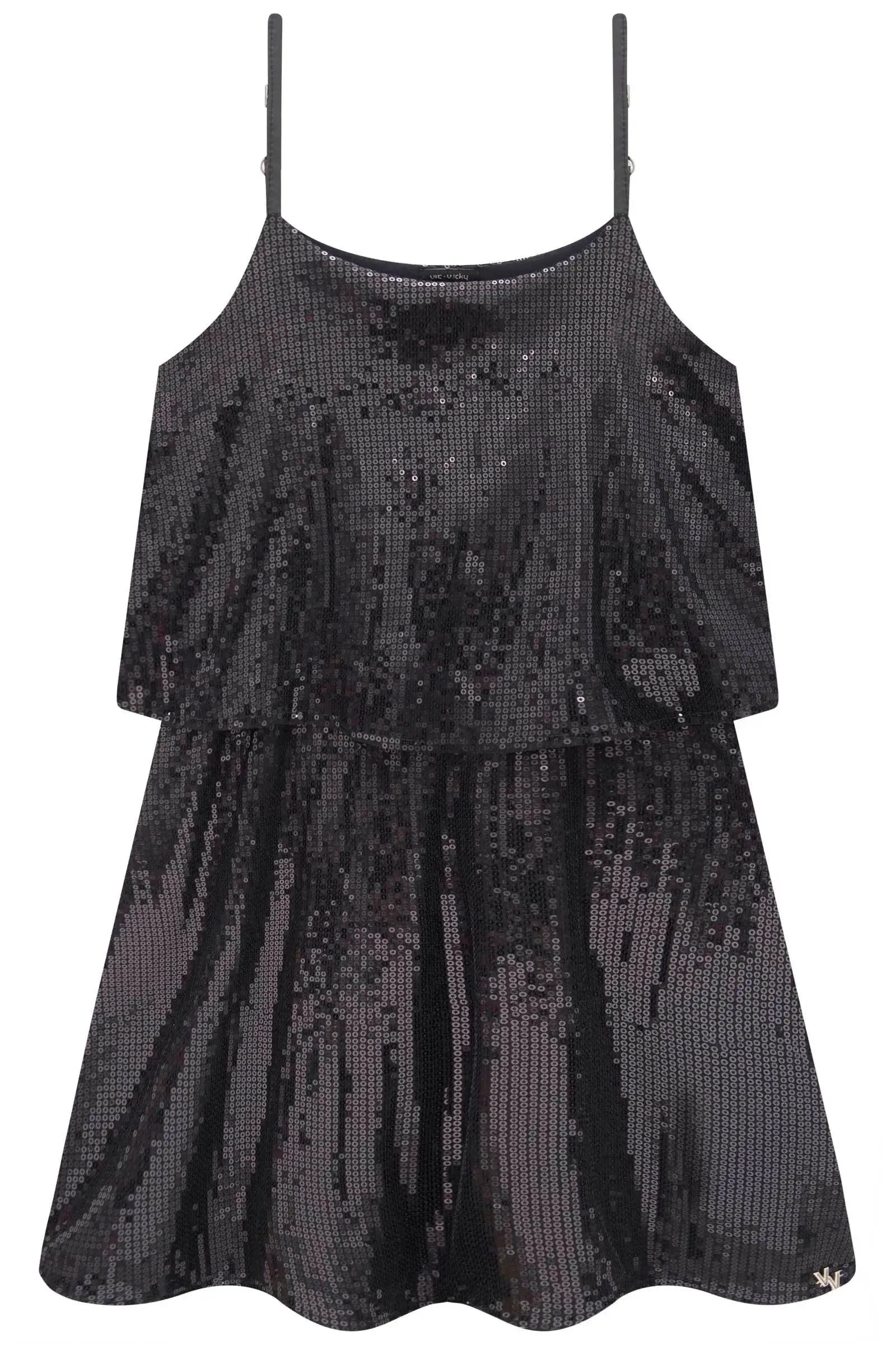 Vestido em Malha Paetê 83981 Vic&Vicky Teen Menina
