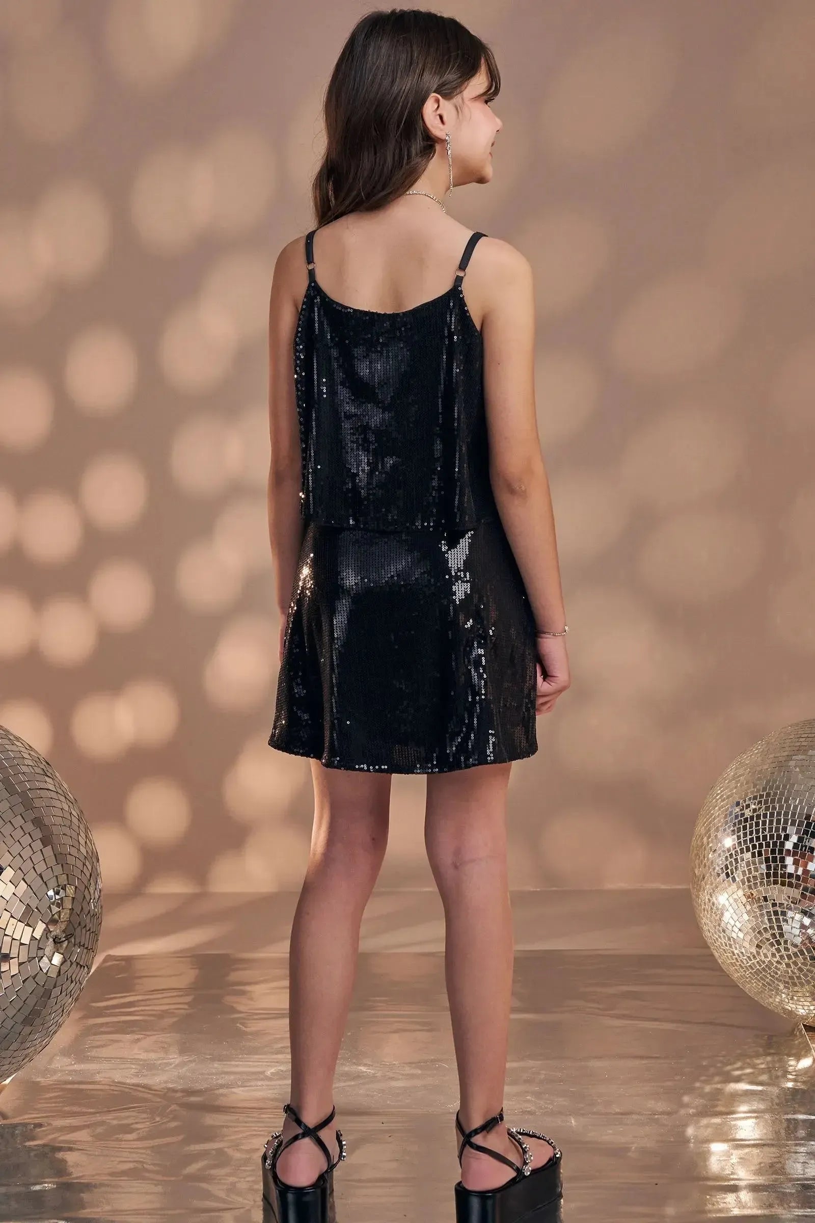 Vestido em Malha Paetê 83981 Vic&Vicky Teen Menina