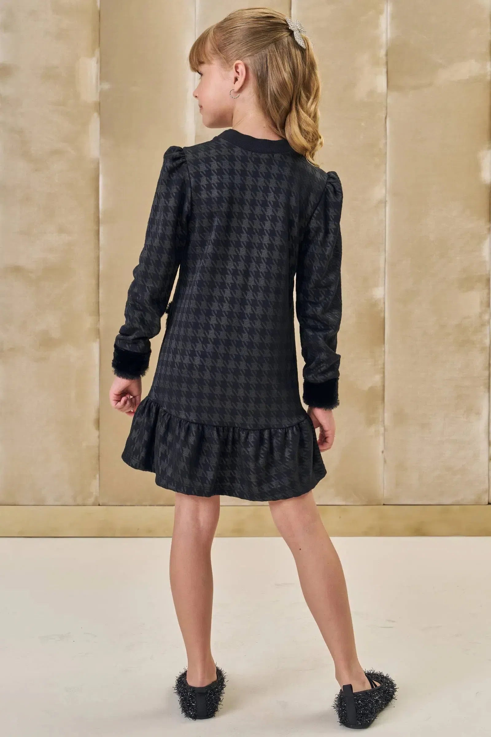 Vestido em Malha Pied Poule 80913 Infanti Infantil Menina