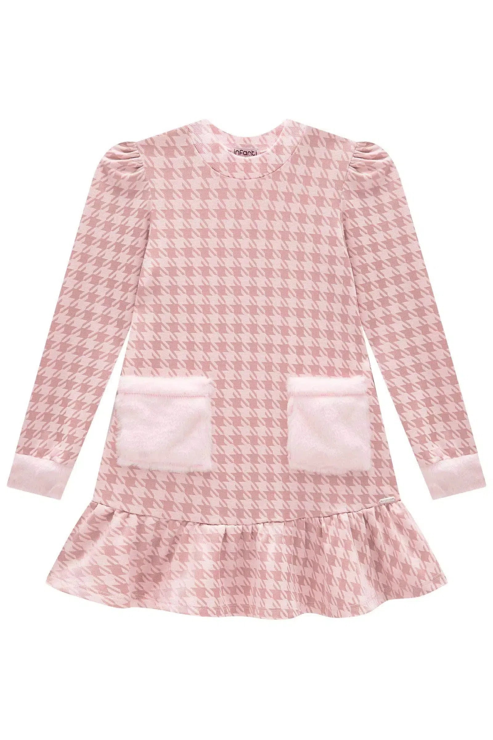 Vestido em Malha Pied Poule 80913 Infanti Infantil Menina