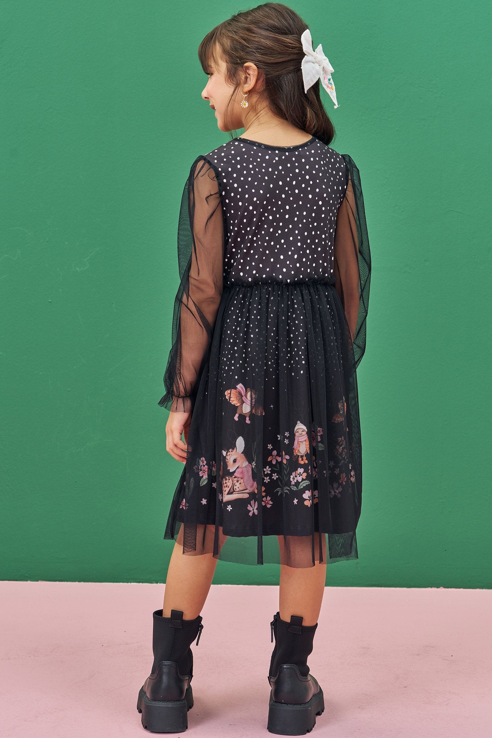 Vestido em Malha Power e Tule 79584 Infanti Infantil Menina