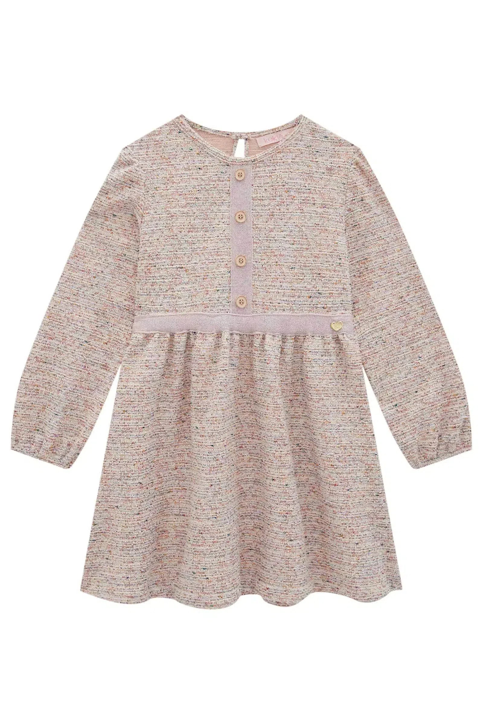 Vestido em Malha Tweed Brilho 80092 Kukiê Infantil Menina