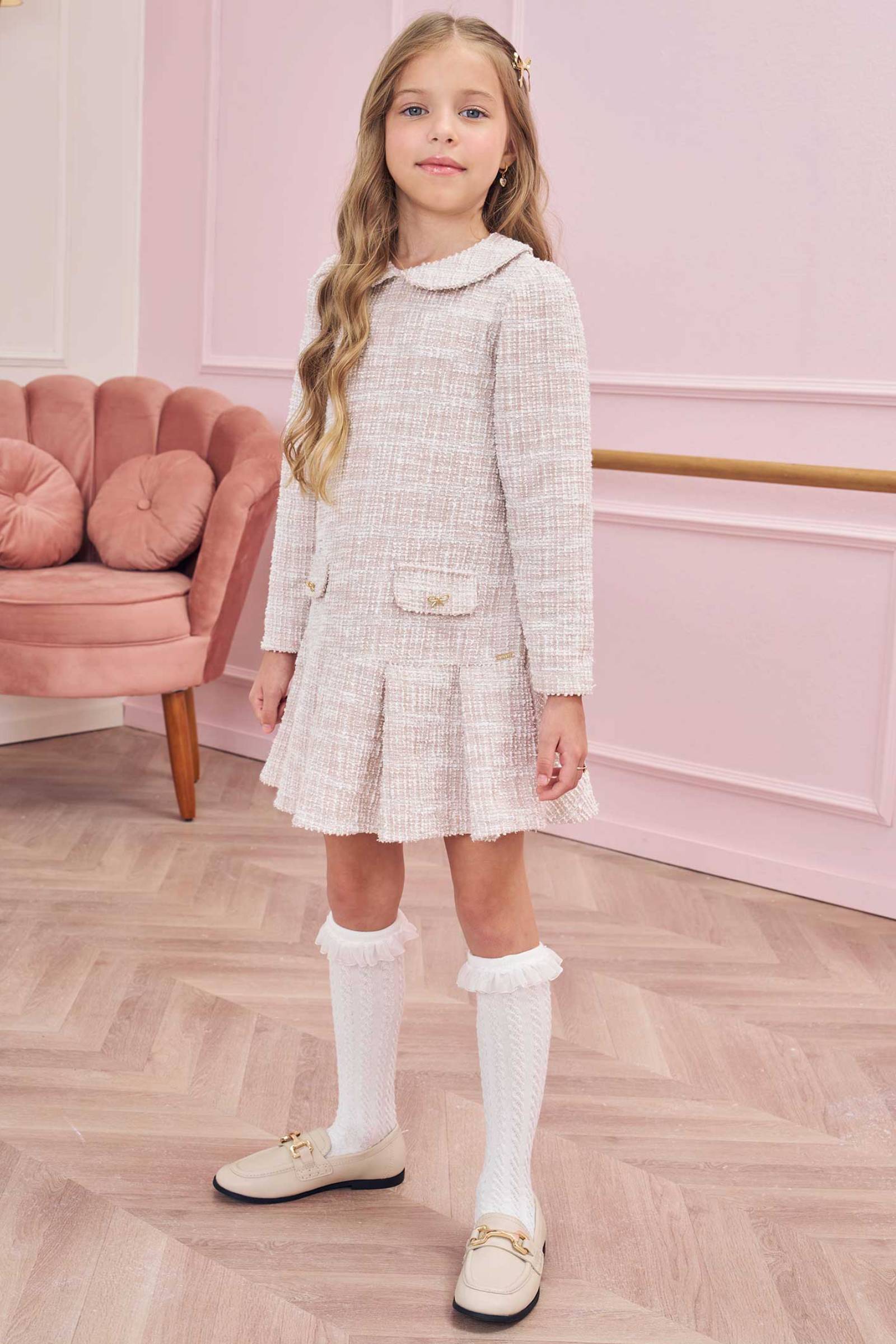 Vestido em Malha Tweed Milano 79366 Infanti Infantil Menina