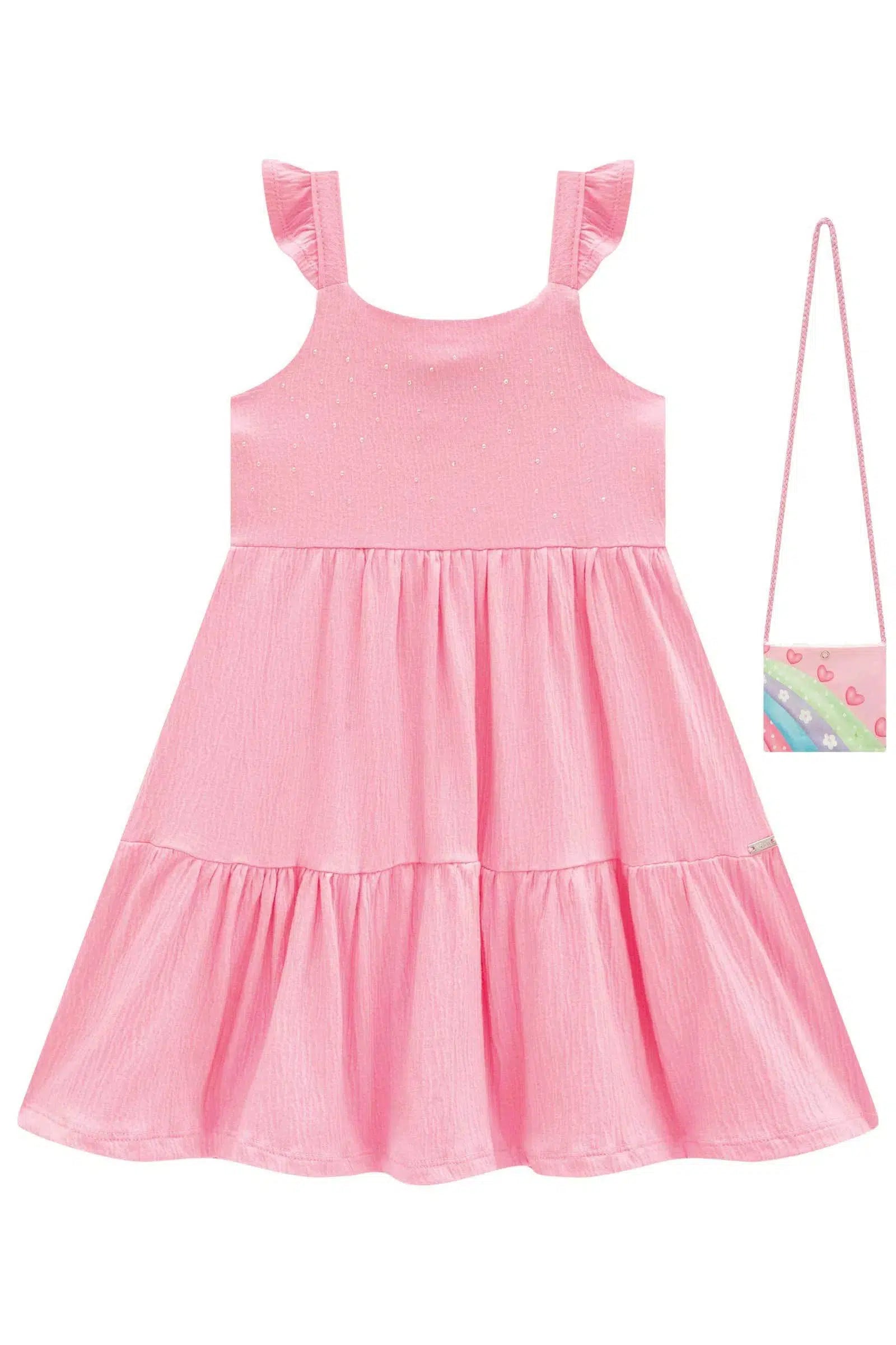 Vestido Infantil em Malha Wave Acompanha Bolsa 81566 Infanti