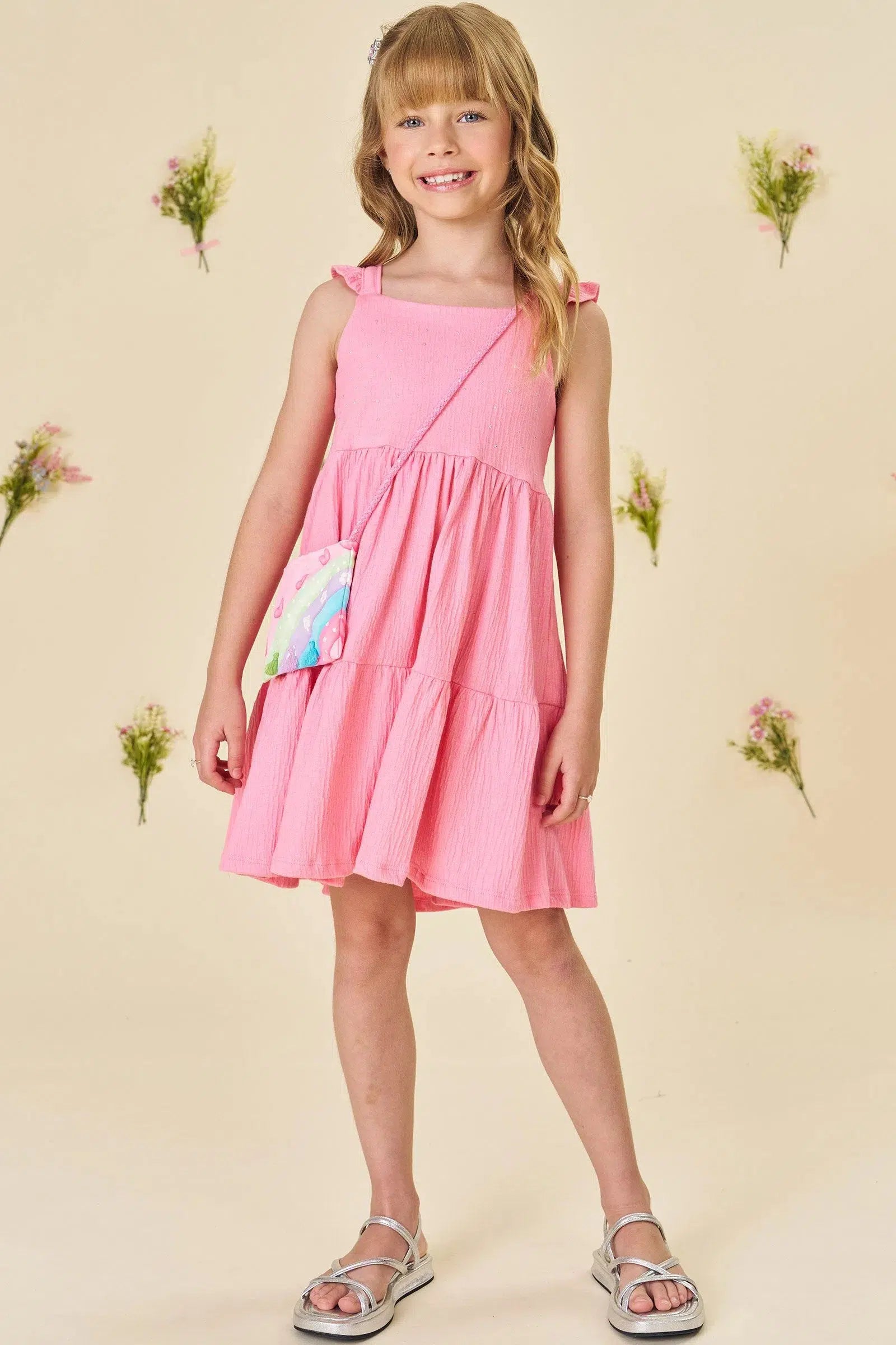 Vestido Infantil em Malha Wave Acompanha Bolsa 81566 Infanti