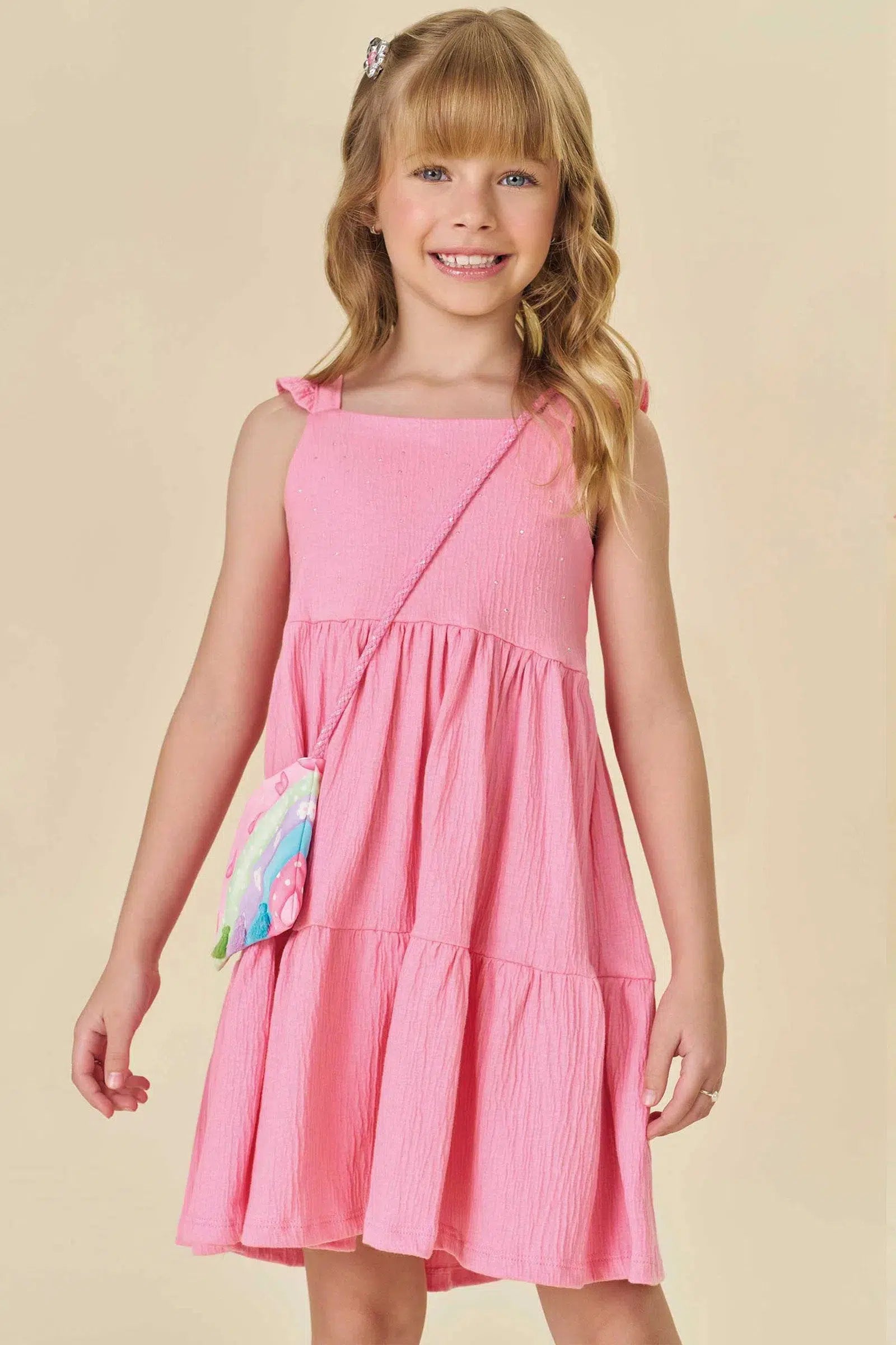 Vestido Infantil em Malha Wave Acompanha Bolsa 81566 Infanti