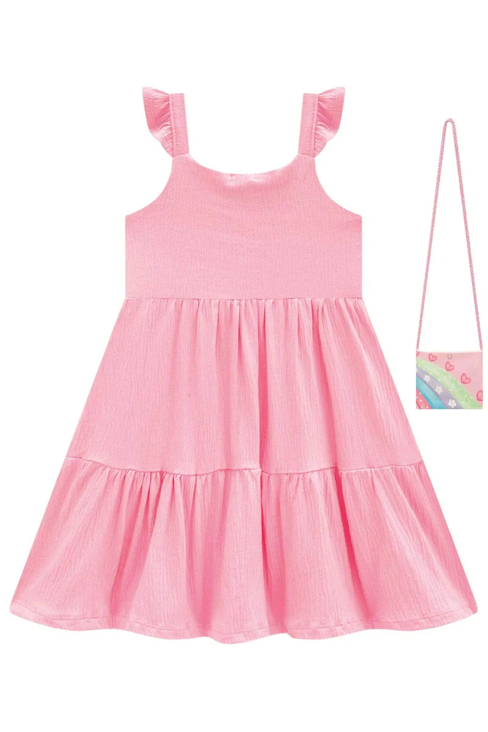 Vestido Infantil em Malha Wave Acompanha Bolsa 81566 Infanti