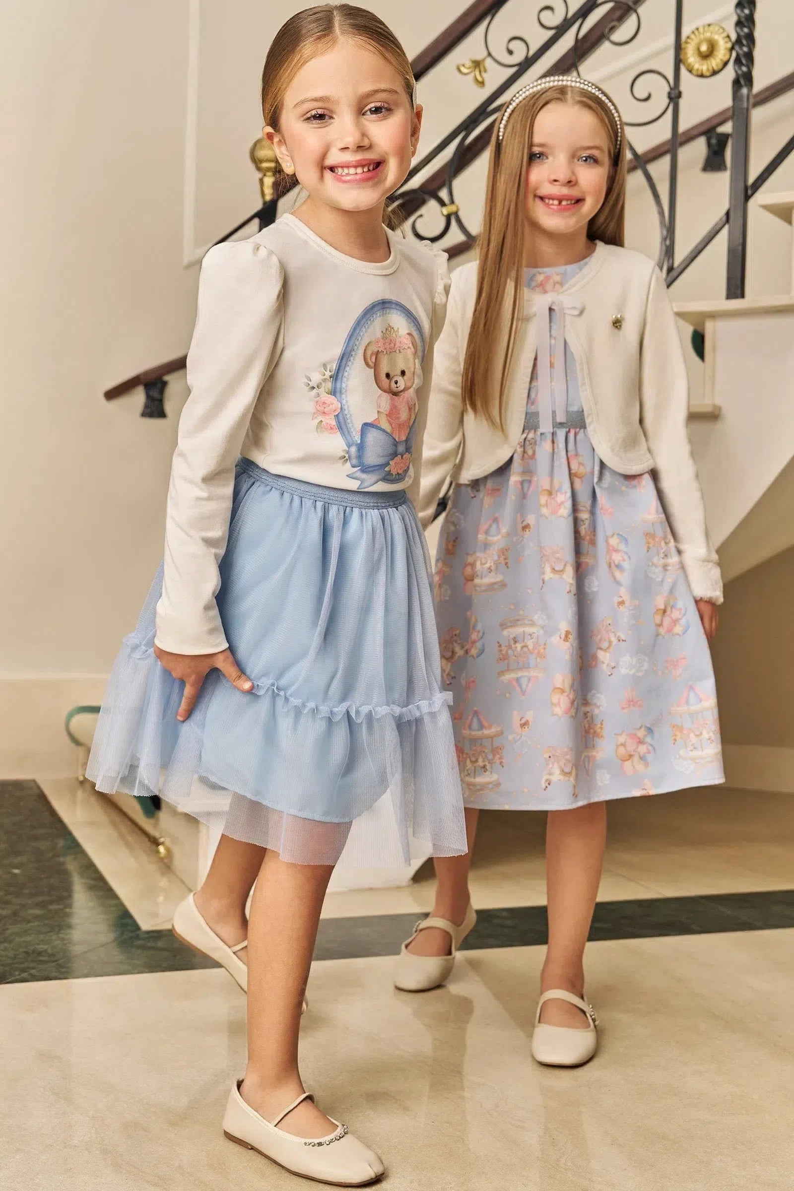 Vestido em Super Cetim e Bolero em Fleece Luxo 80084 Kukiê Infantil Menina