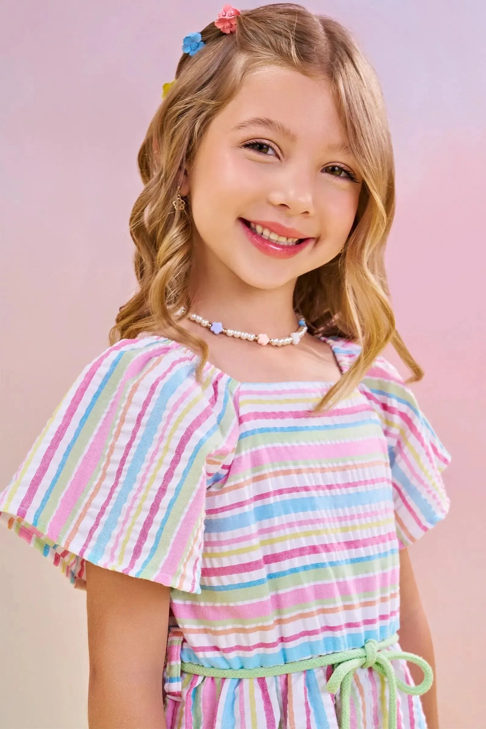 Vestido em Tecido Rainbow 82841 Infanti Infantil Menina