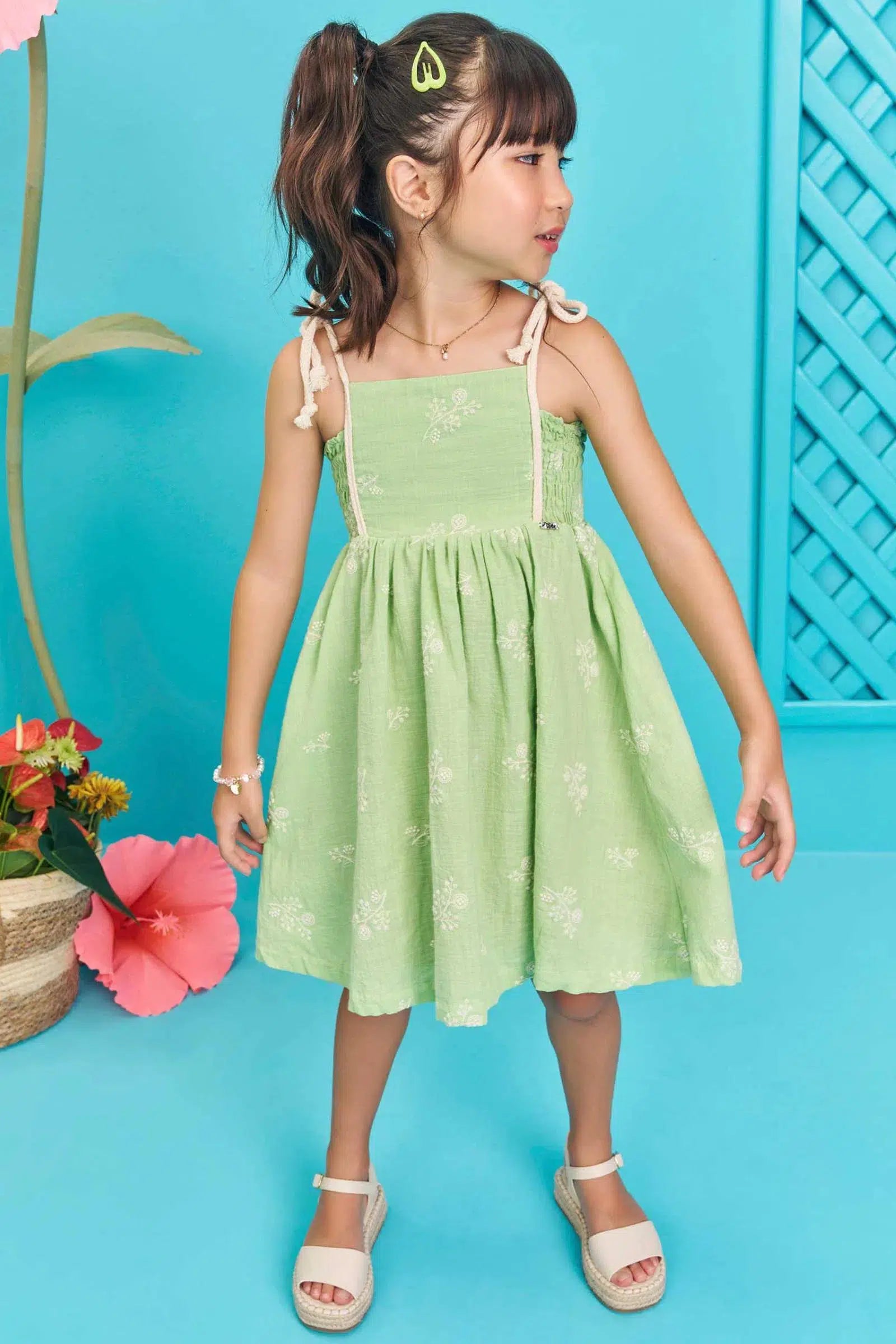 Vestido em Tricoline Bordado 76850 Infanti