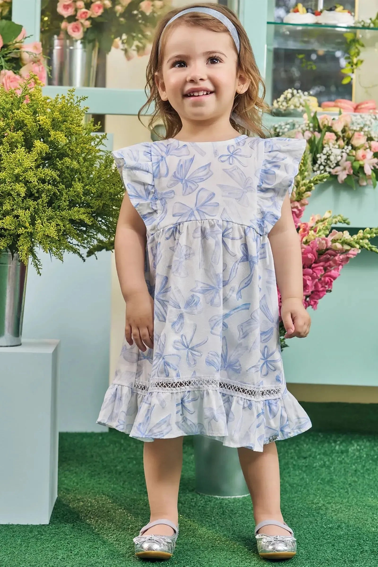 Vestido em Tricoline com Elastano 84687 Kukiê Bebê Menina