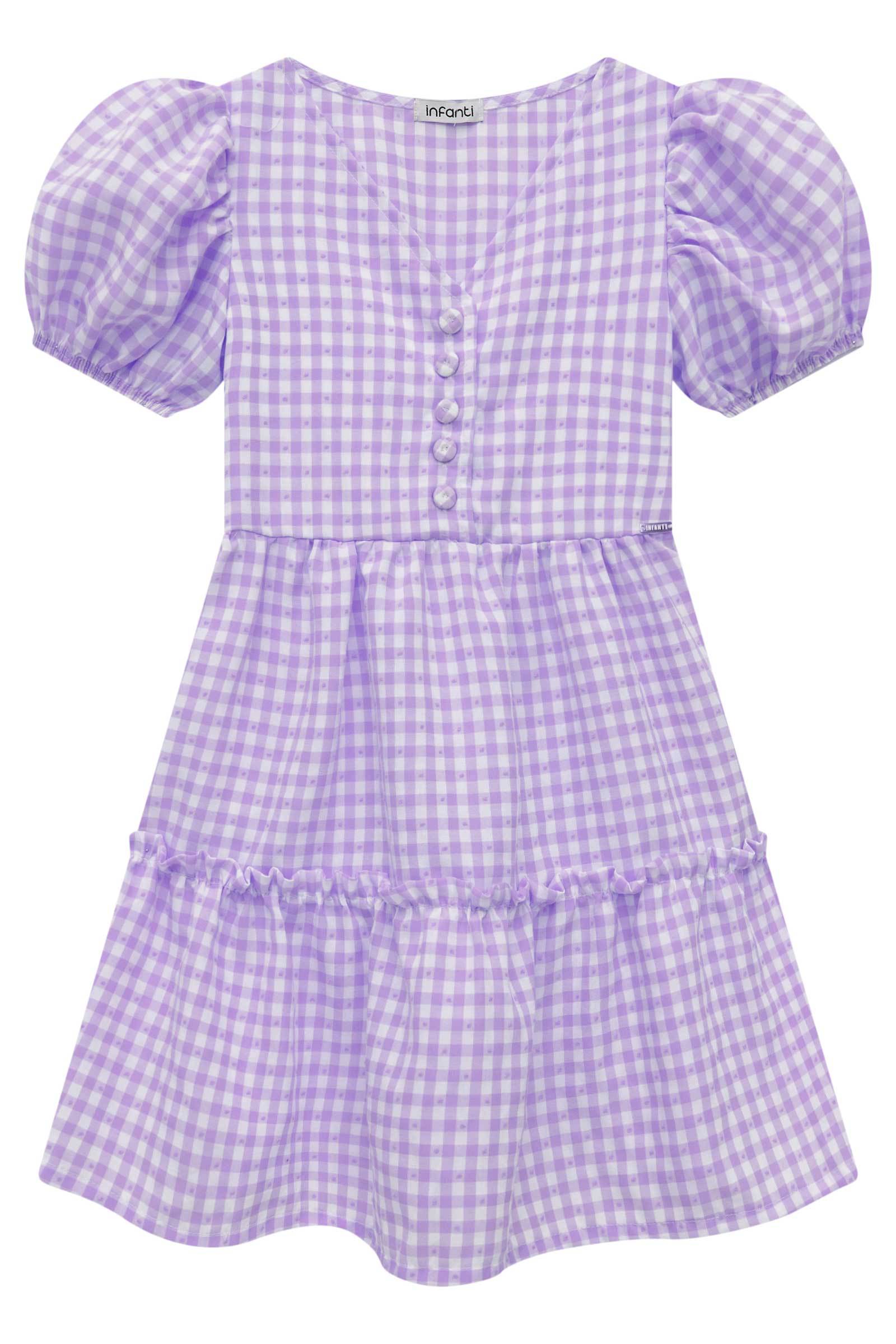 Vestido em Tricoline Vichy 75056 Infanti