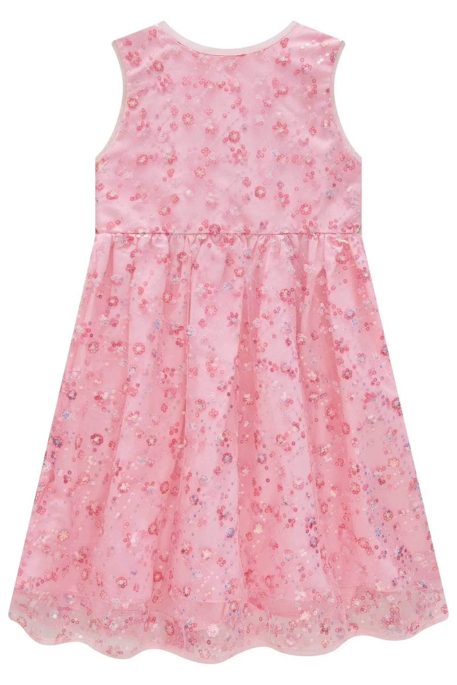 Vestido Infantil em Tule Bordado Paetê 83603 Infanti