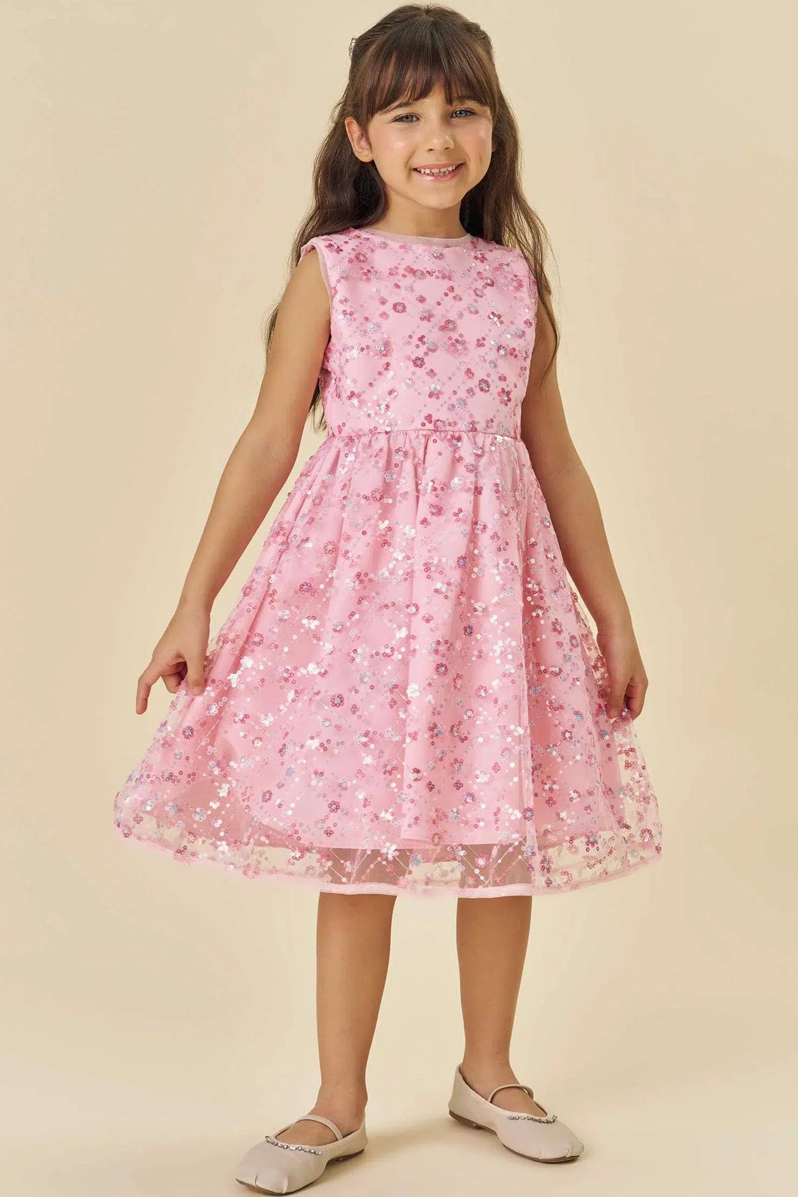 Vestido Infantil em Tule Bordado Paetê 83603 Infanti