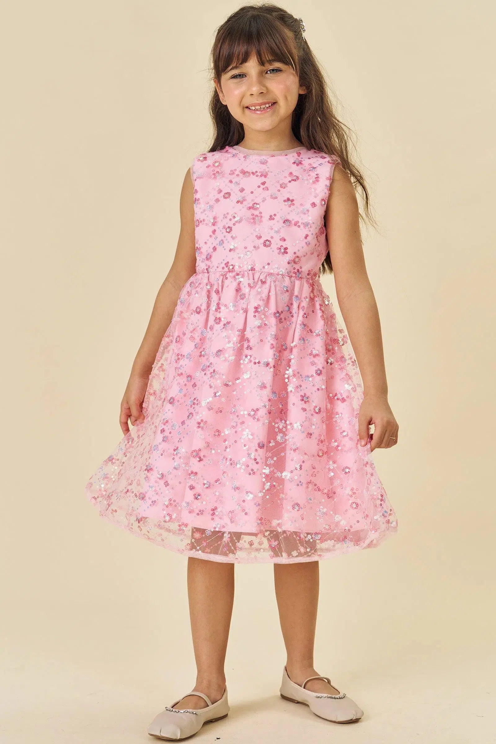 Vestido Infantil em Tule Bordado Paetê 83603 Infanti