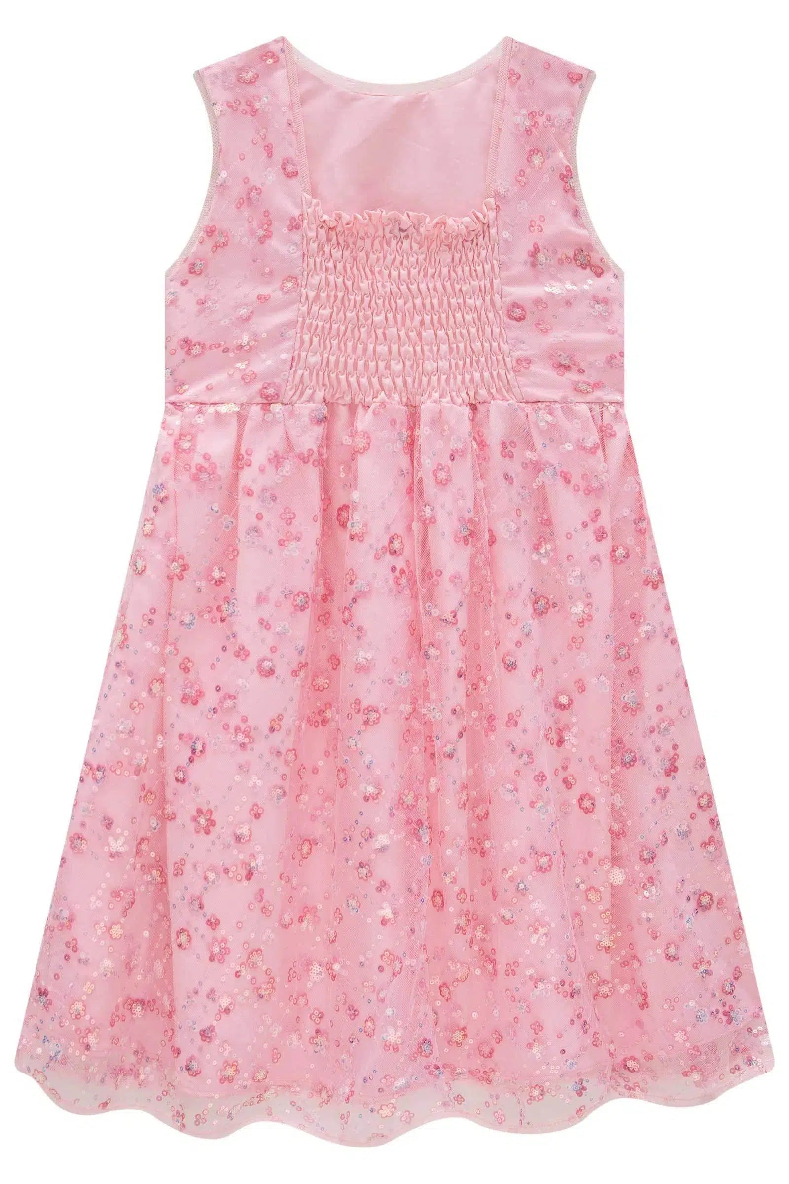 Vestido Infantil em Tule Bordado Paetê 83603 Infanti