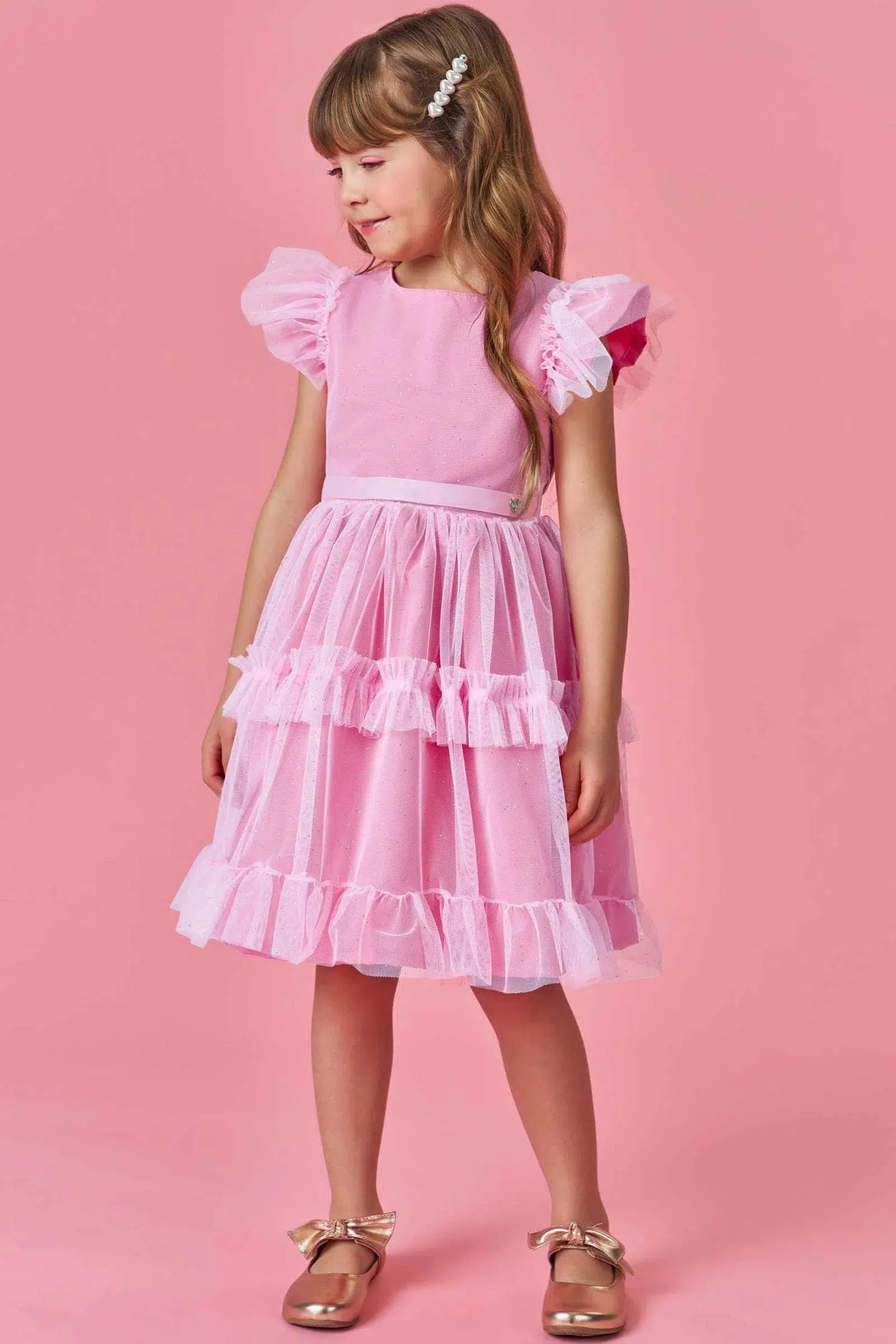 Vestido Infantil Menina em Tule Brilho 81289 Kukiê