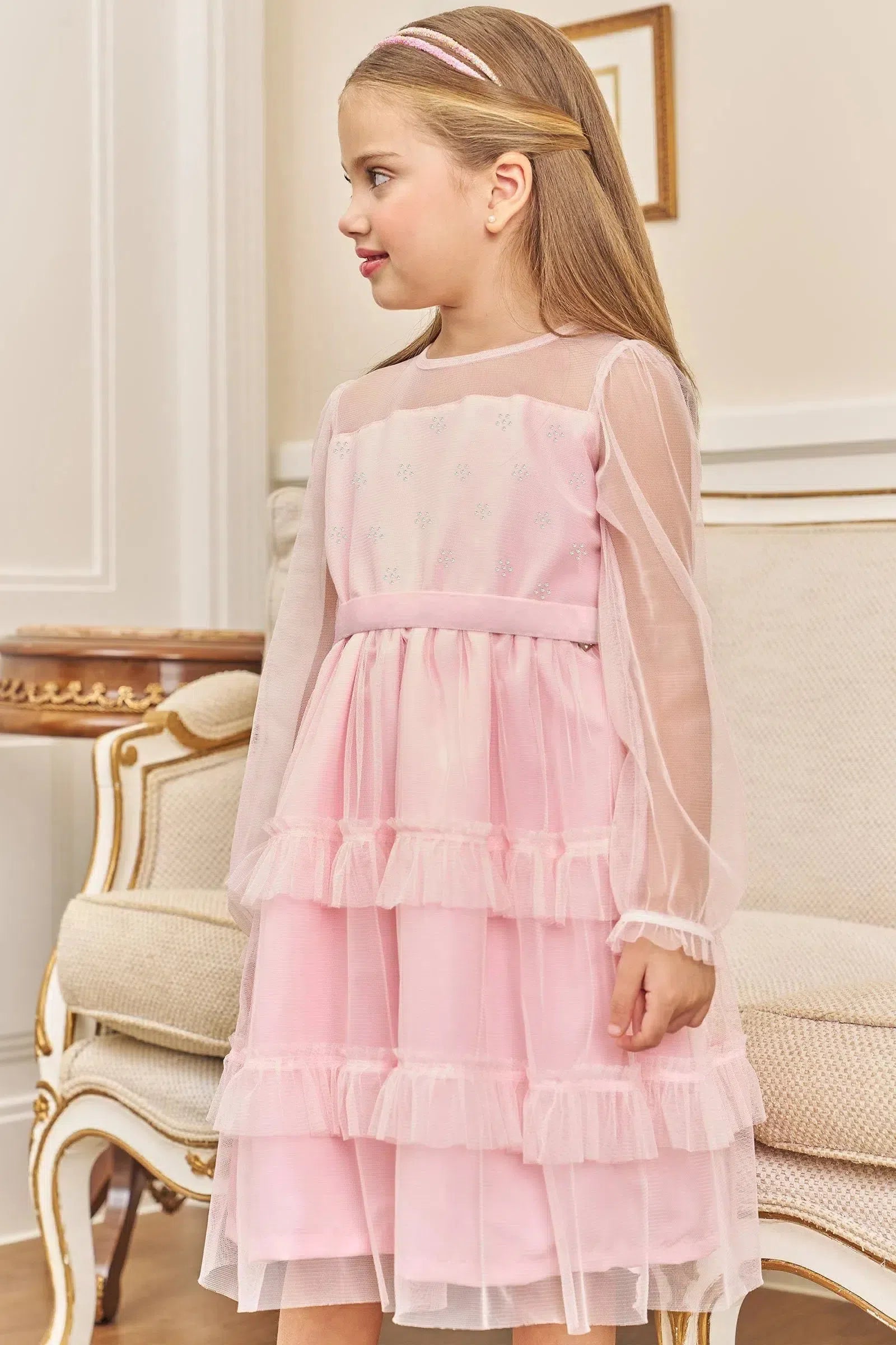 Vestido em Tule com Elastano 80090 Kukiê Infantil Menina