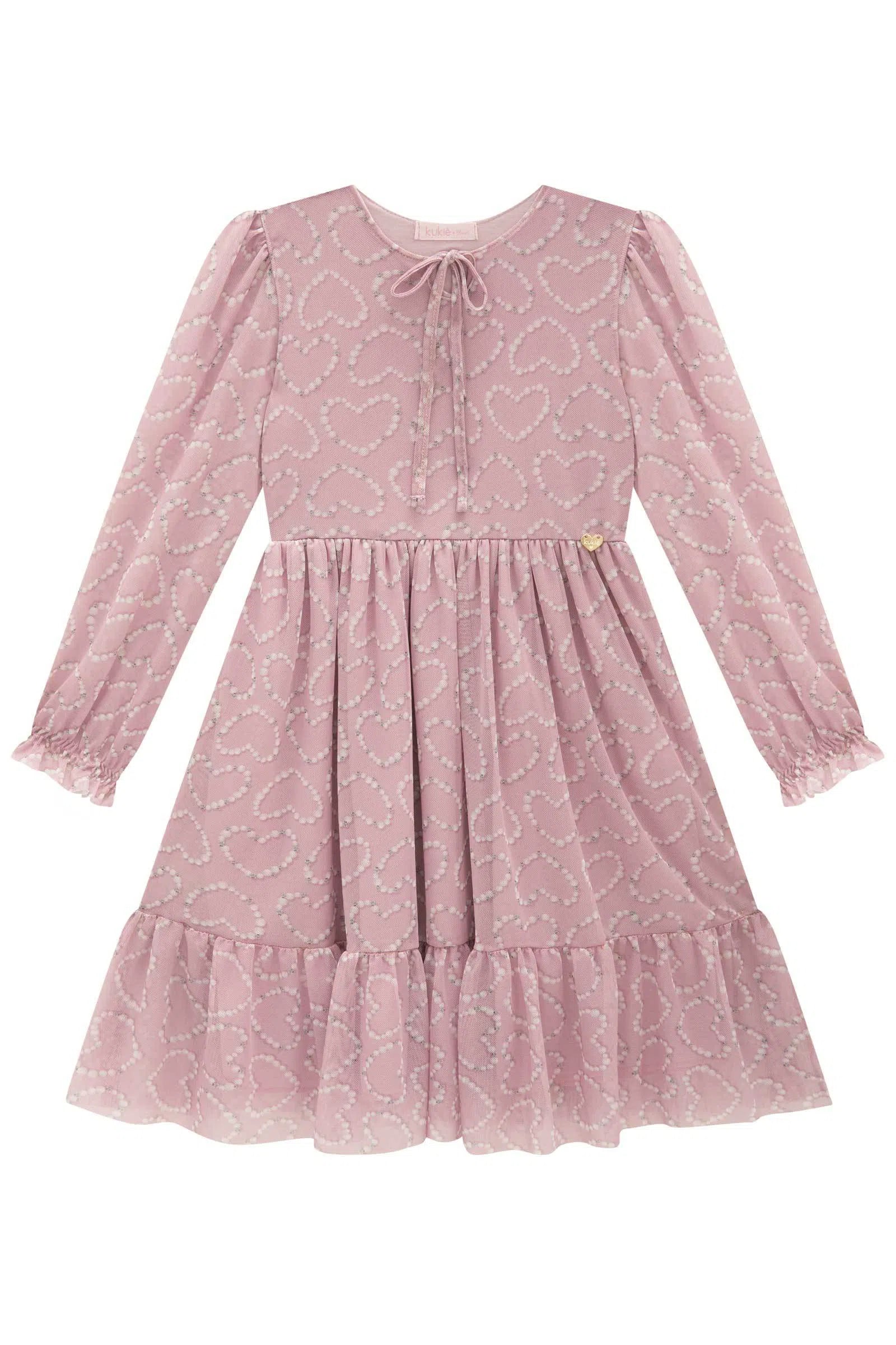 Vestido em Tule com Elastano 80095 Kukiê Infantil Menina