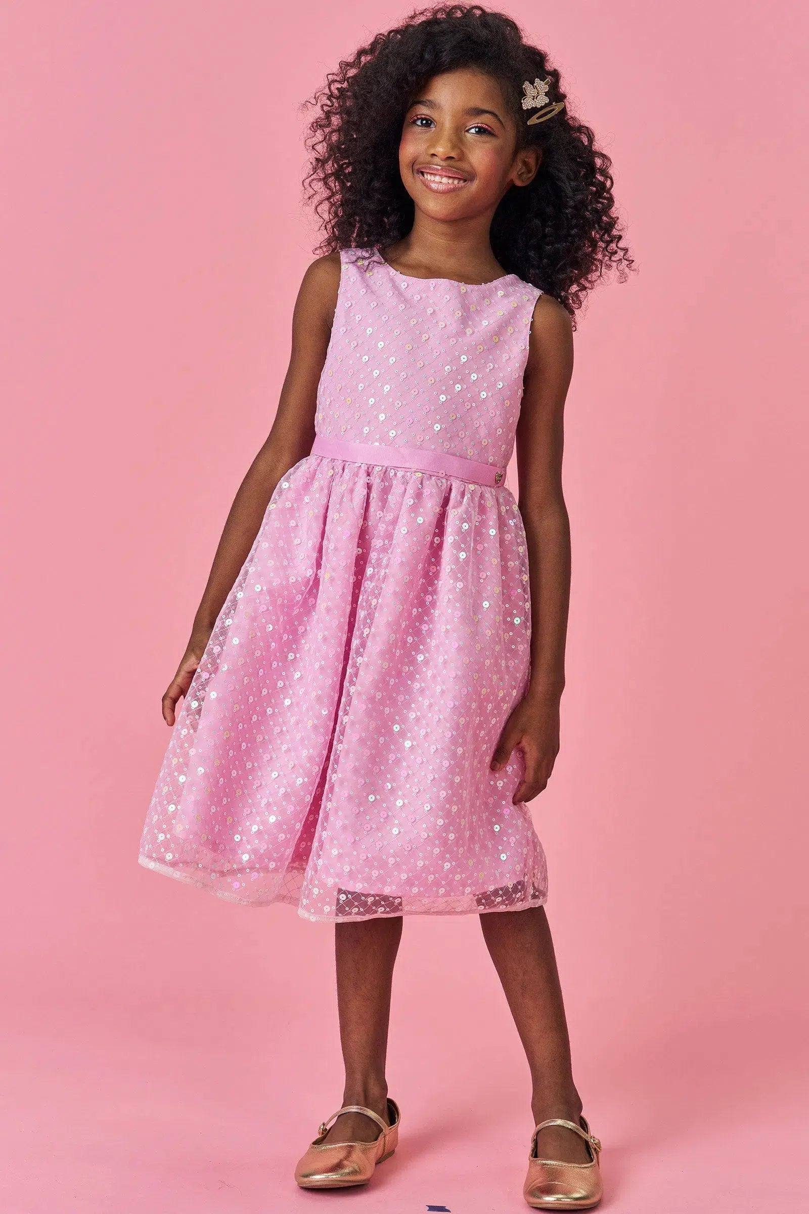 Vestido Infantil Menina em Tule Paetê Bordado 81325 Kukiê