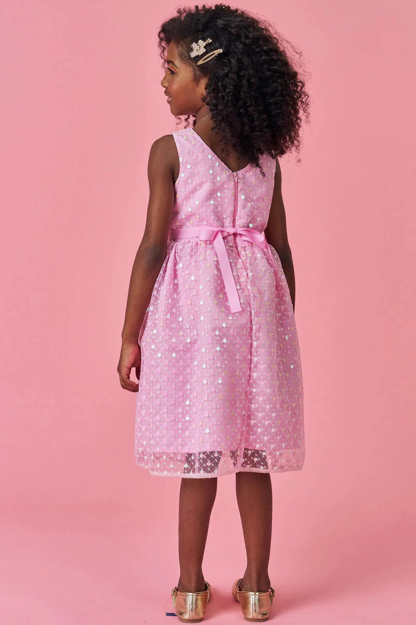 Vestido Infantil Menina em Tule Paetê Bordado 81325 Kukiê