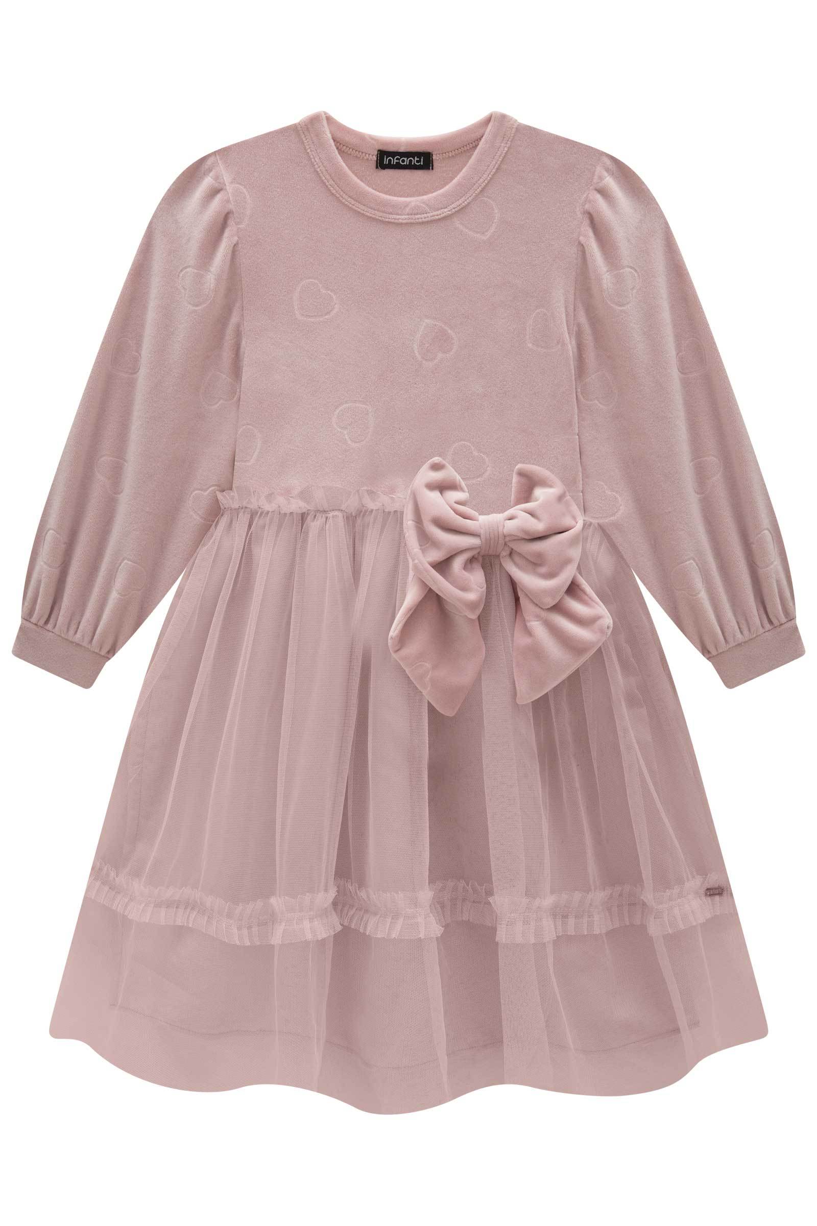 Vestido em Veludo e Tule 79674 Infanti Infantil Menina