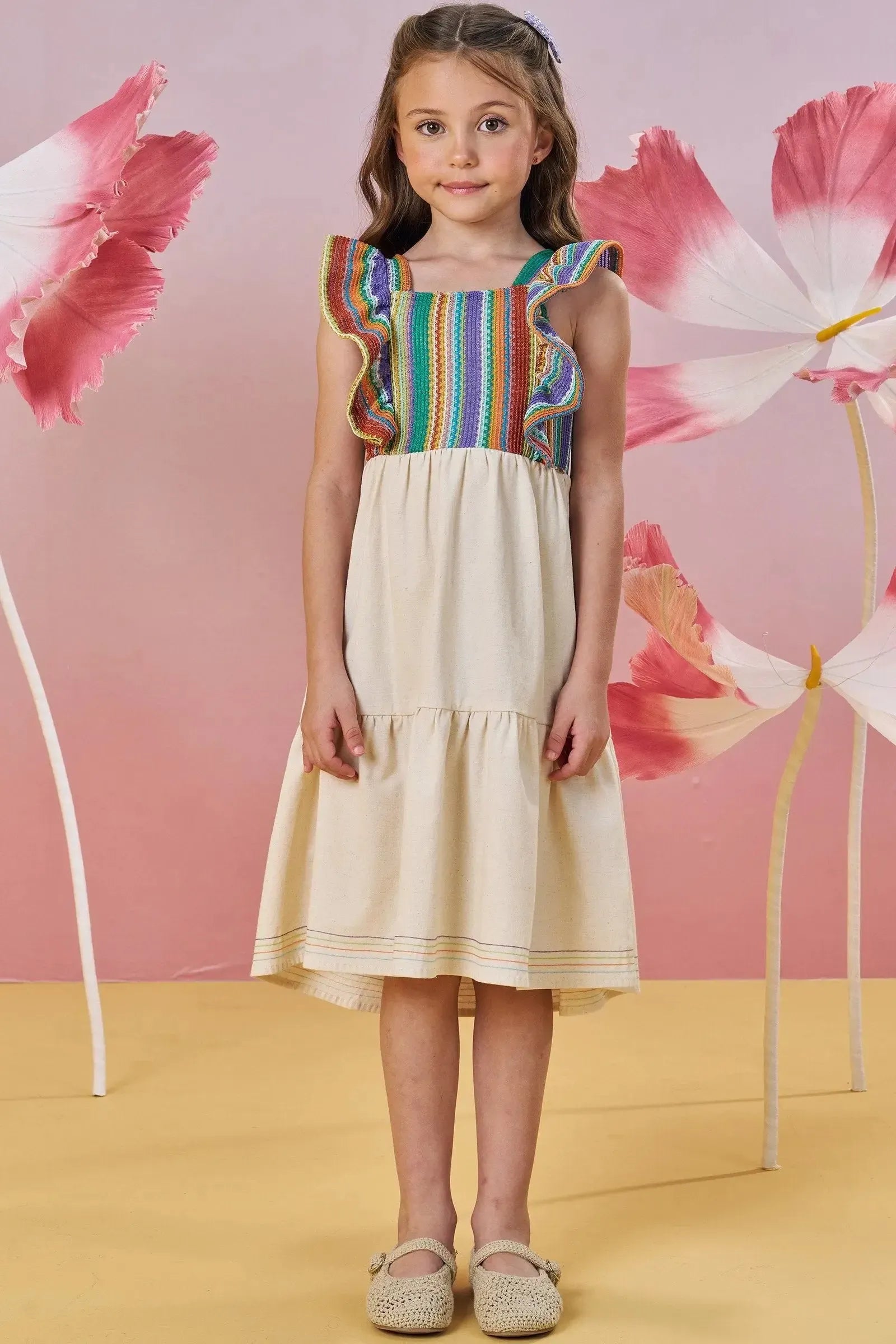 Vestido Midi em Malha Tricô e Linho com Elastano 85470 Infanti Infantil Menina