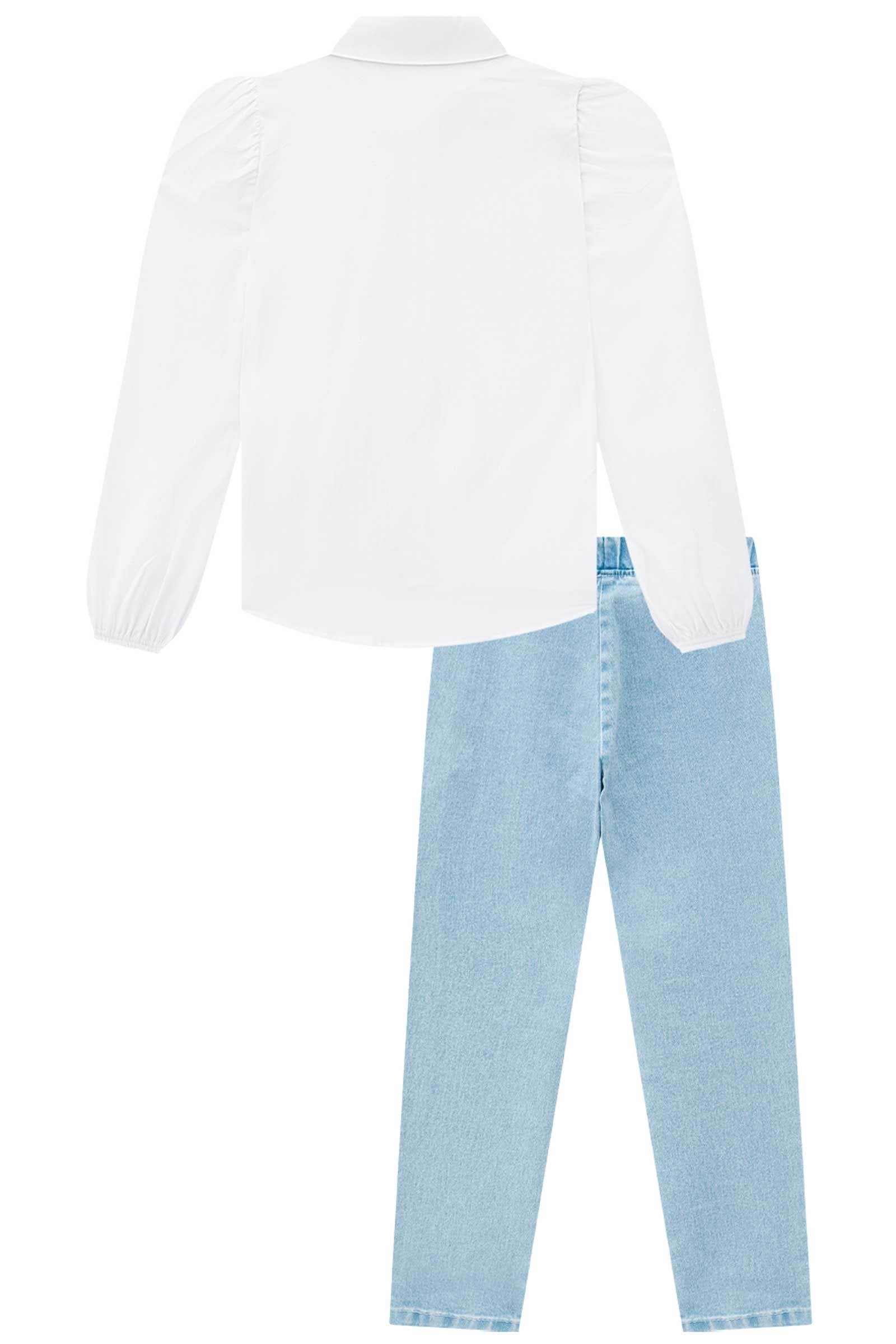 Conjunto de Camisa em Viscose com Calça em Jeans Bellini com Elastano 68761 Infanti