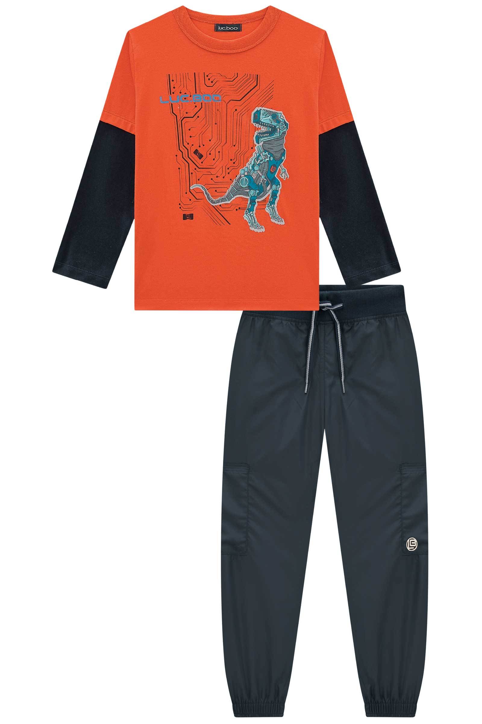 Conjunto de Camiseta em Meia Malha e Calça Jogger em Nylon Aspen 71262 LucBoo