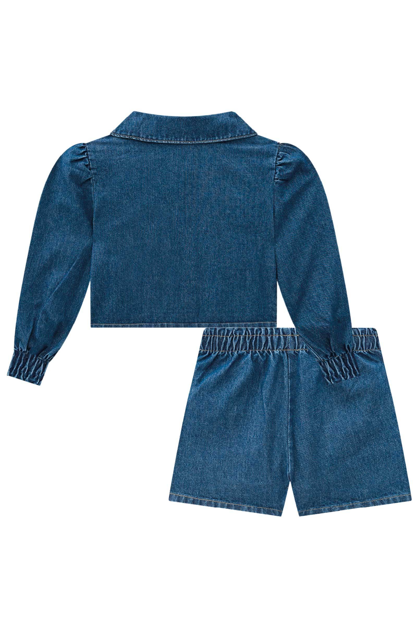Conjunto de Jaqueta Boxy e Shorts em Jeans Arkansas 71784 Infanti