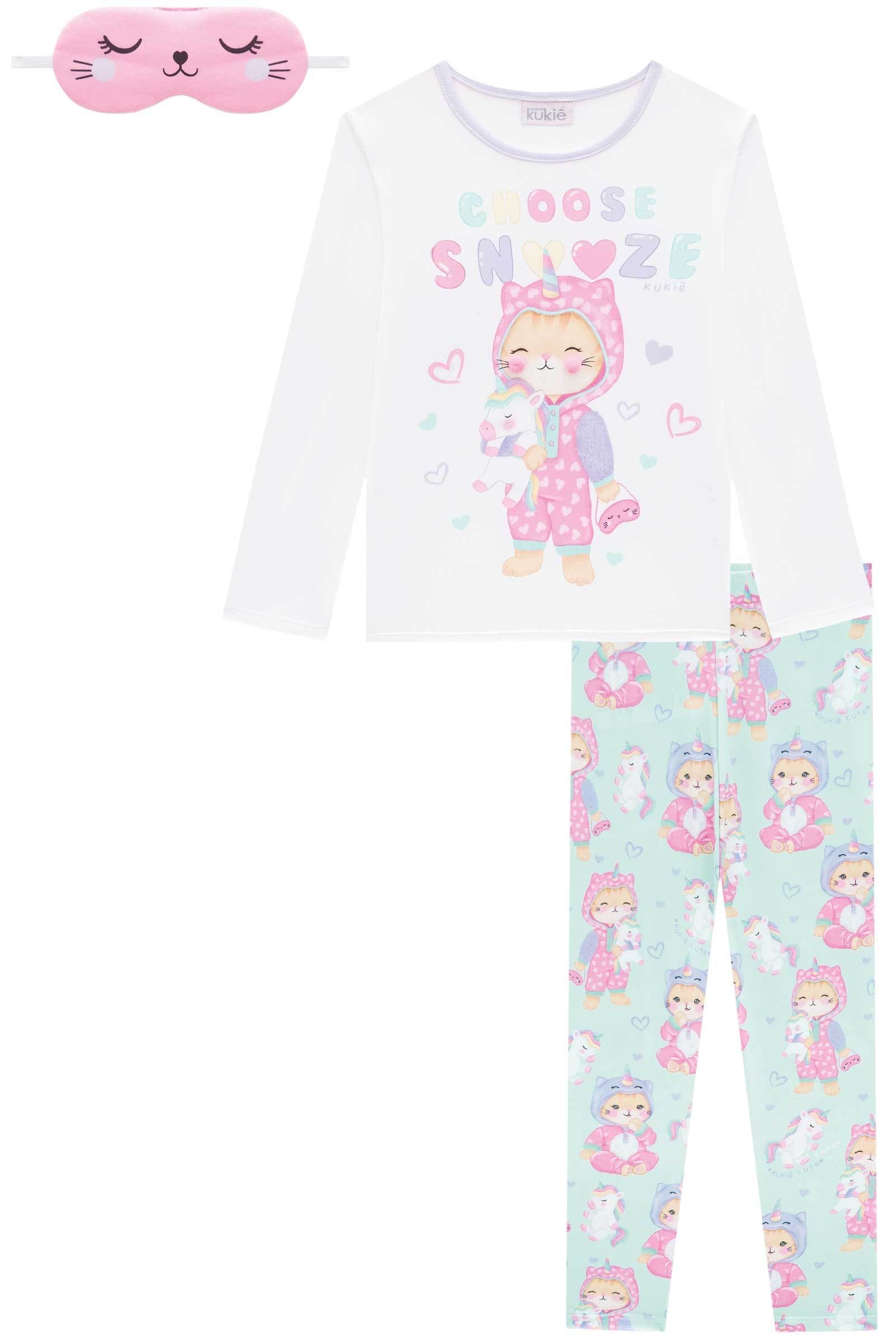 Conjunto de Pijama de Blusa e Calça em Malha Comfy. Acompanha Máscara 72281 Kukiê